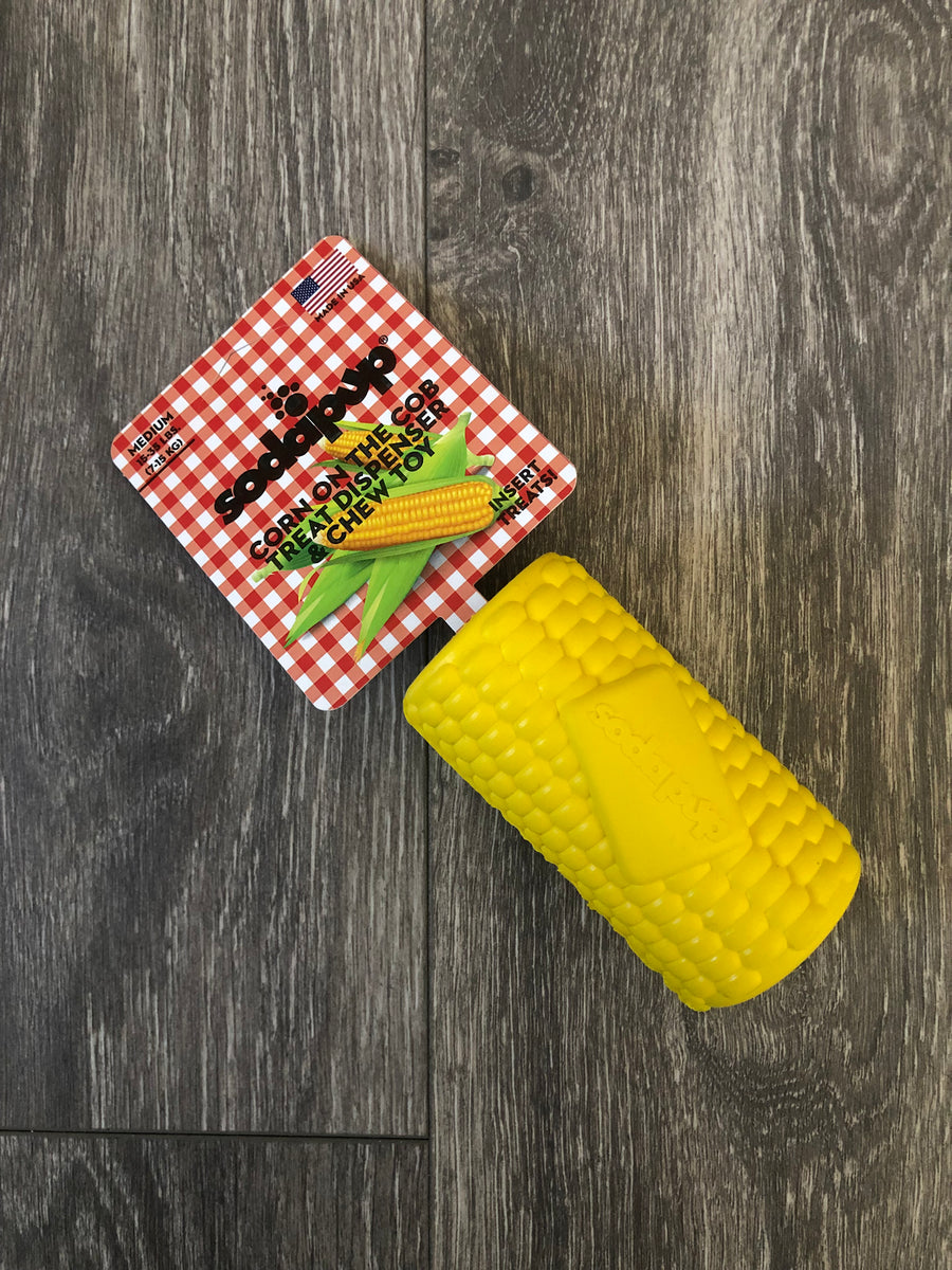 SodaPup Corn on the Cob Treat Dispenser Made in USA Dog Toy, Medium