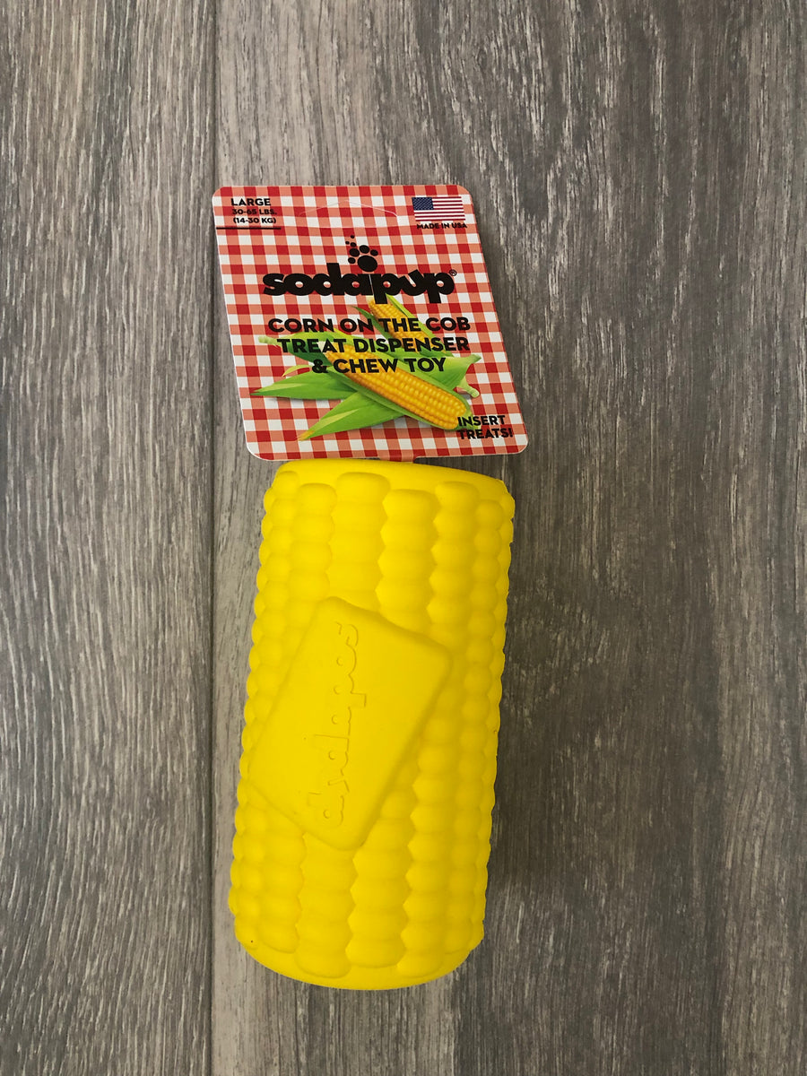 SodaPup Corn on the Cob Treat Dispenser Made in USA Dog Toy, Medium