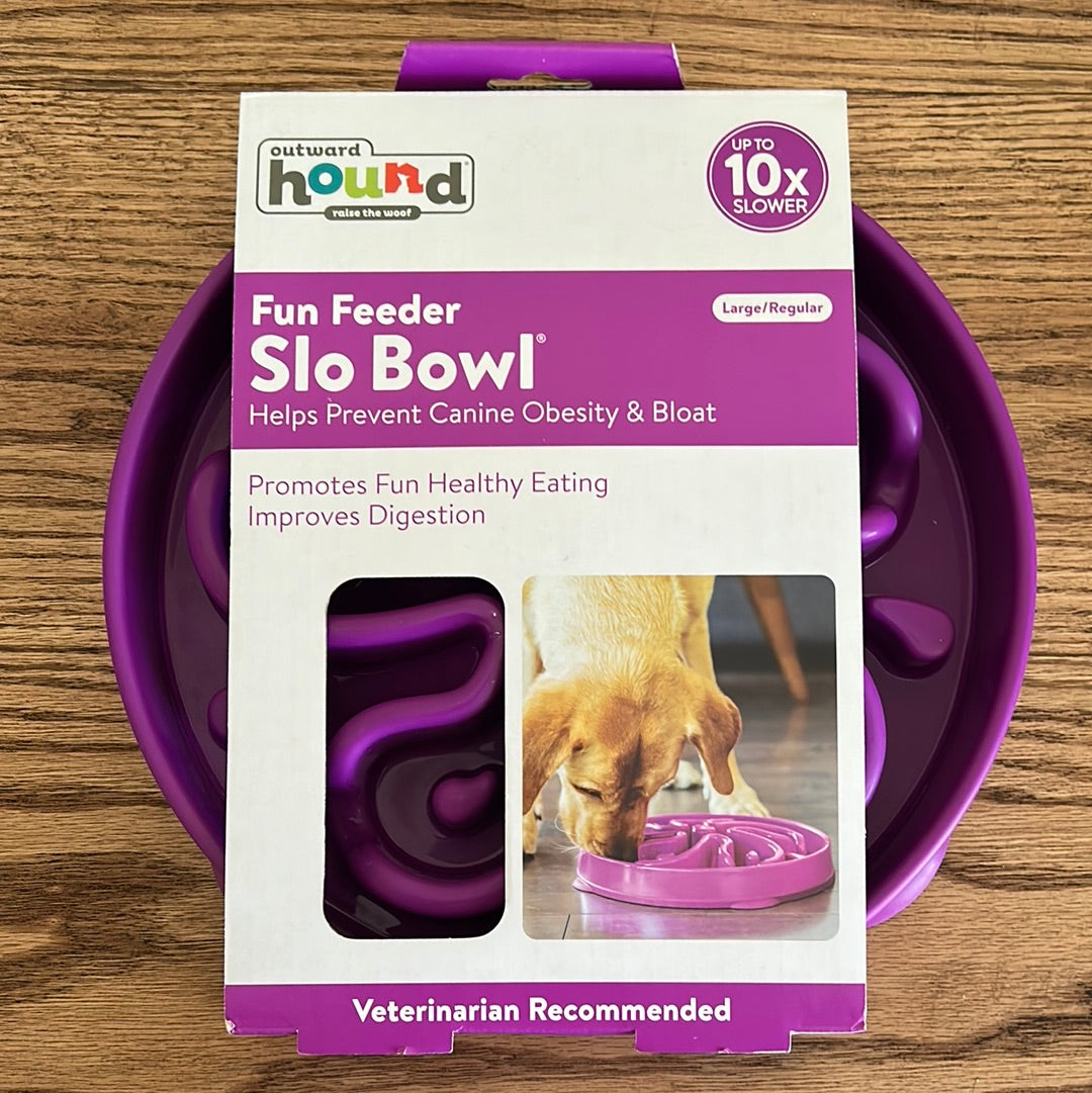 Outward Hound Dog Food Bowl Fun Feeder Slow Bowl, Slow Feeder Large Purple